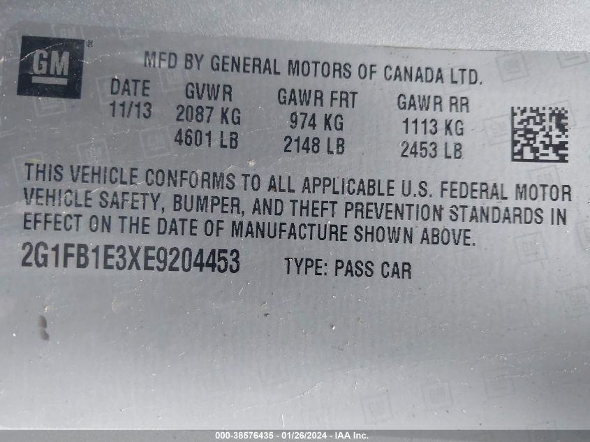 2014 CHEVROLET CAMARO 1LT - 2G1FB1E3XE9204453