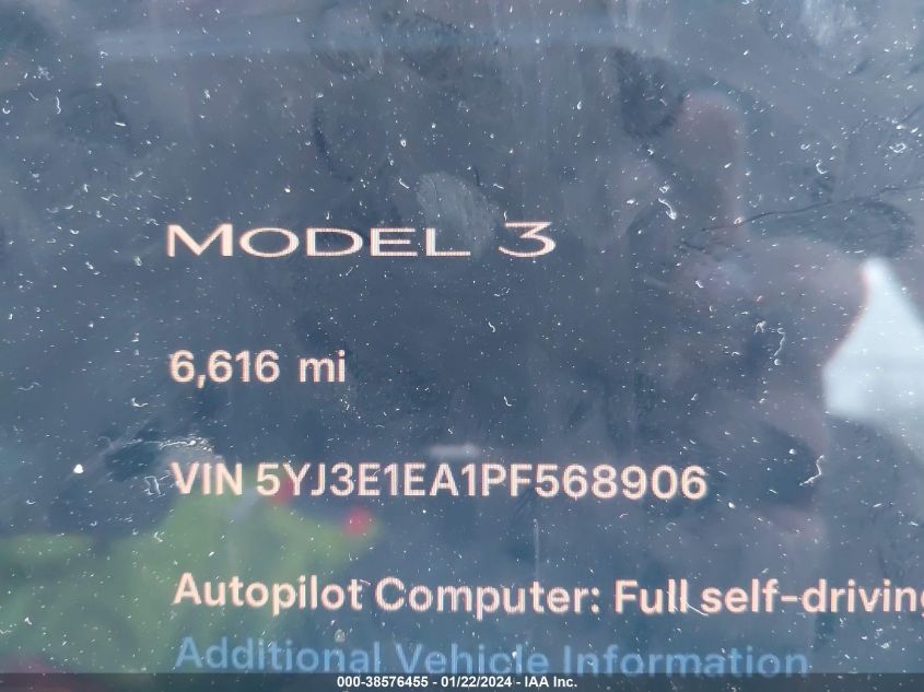 2023 TESLA MODEL 3 REAR-WHEEL DRIVE - 5YJ3E1EA1PF568906