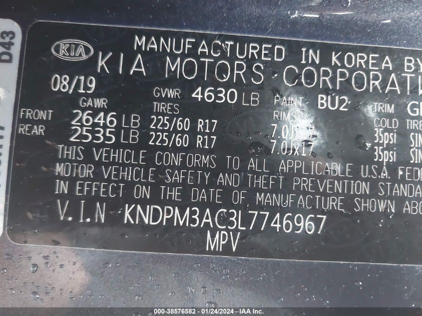 2020 KIA SPORTAGE LX - KNDPM3AC3L7746967