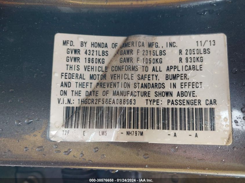 2014 HONDA ACCORD SPORT - 1HGCR2F58EA088963