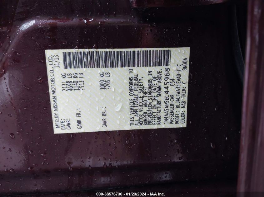2014 NISSAN MAXIMA 3.5 SV - 1N4AA5AP5EC445968