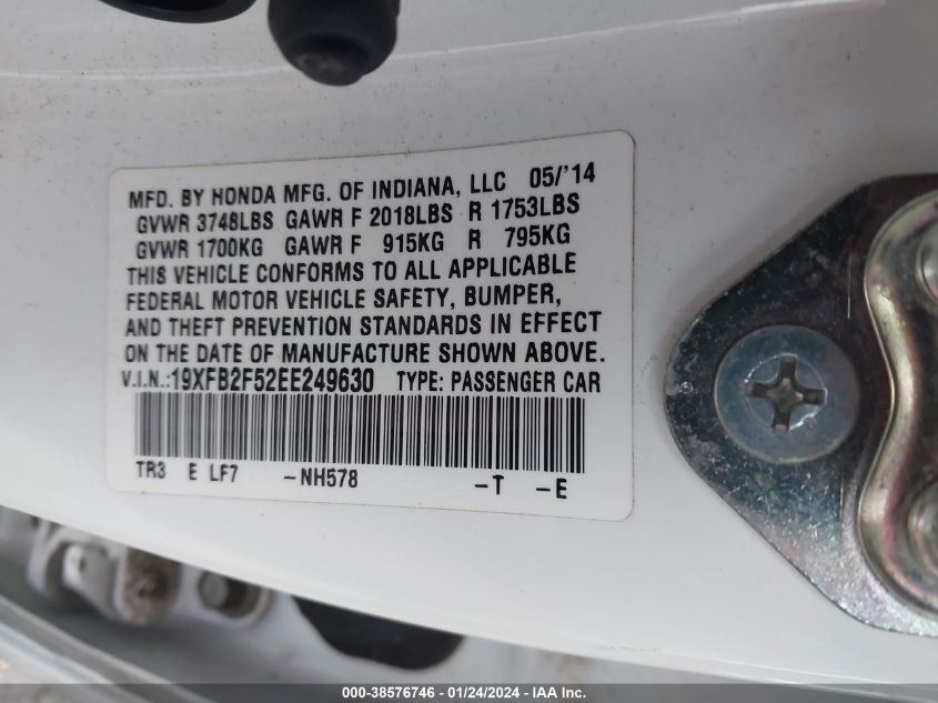 2014 HONDA CIVIC LX - 19XFB2F52EE249630