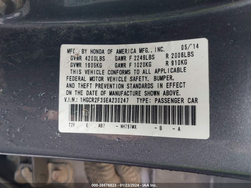 2014 HONDA ACCORD LX - 1HGCR2F35EA230247