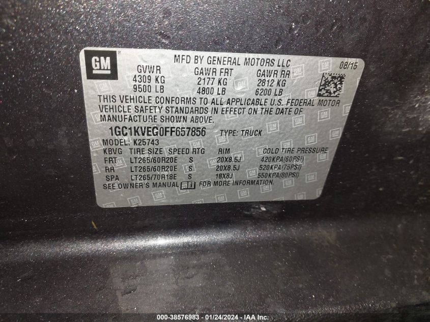2015 CHEVROLET SILVERADO 2500HD LT - 1GC1KVEG0FF657856