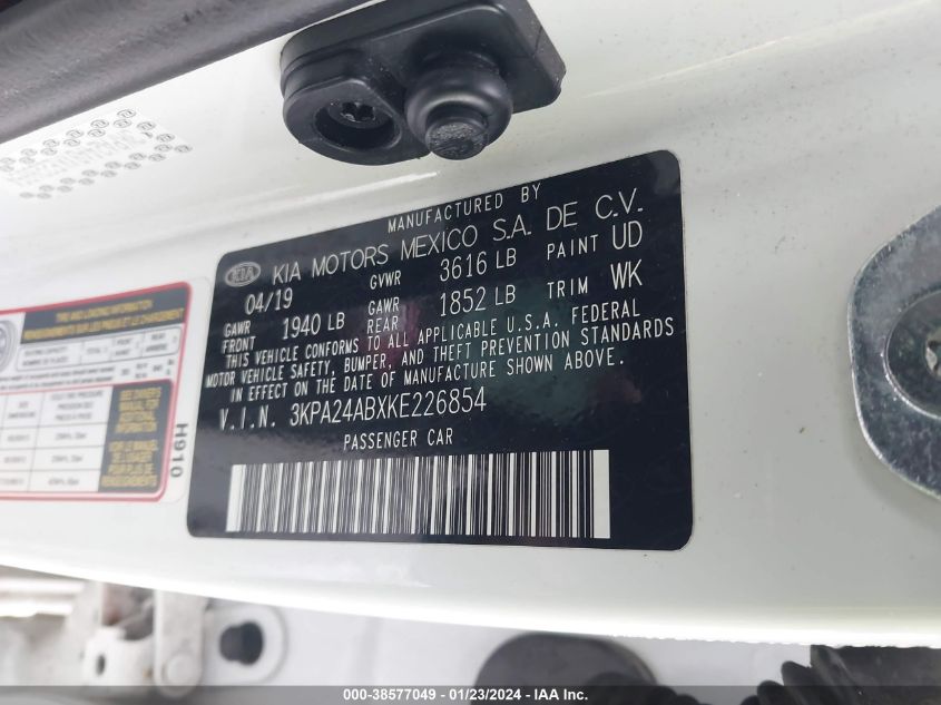 2019 KIA RIO S - 3KPA24ABXKE226854