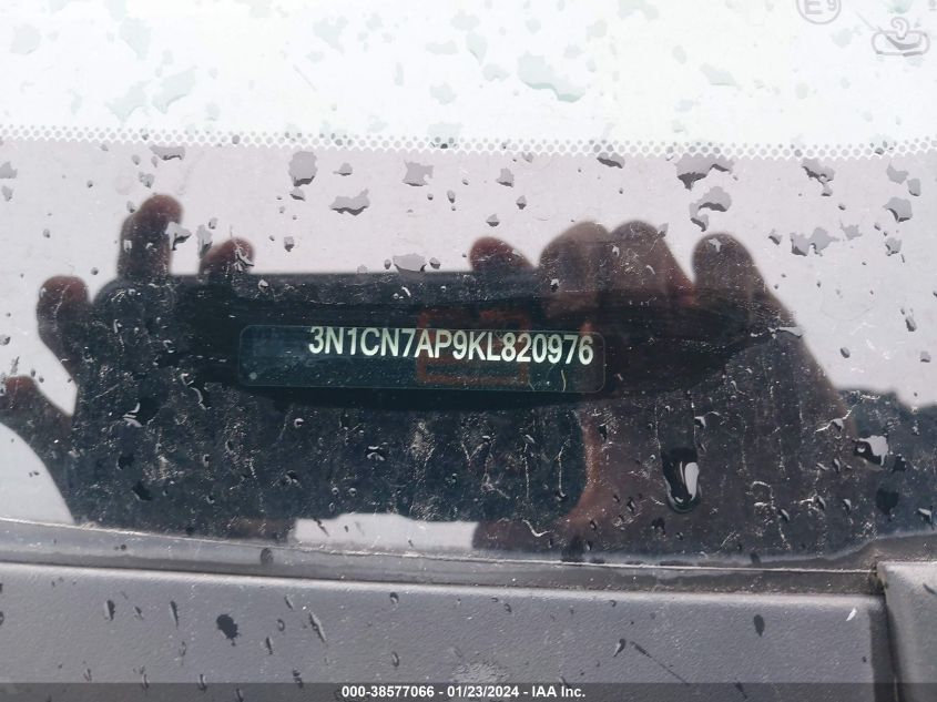 2019 NISSAN VERSA S/S PLUS/SV - 3N1CN7AP9KL820976