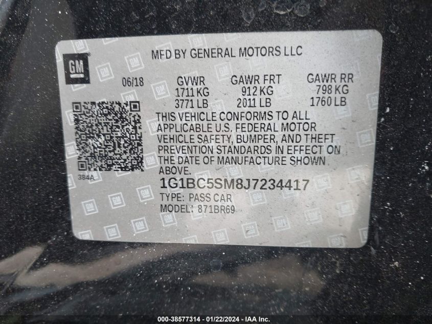 2018 CHEVROLET CRUZE LS - 1G1BC5SM8J7234417