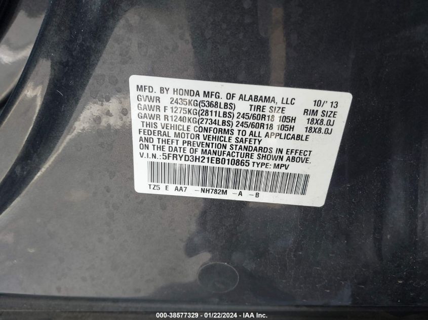 2014 ACURA MDX - 5FRYD3H21EB010865