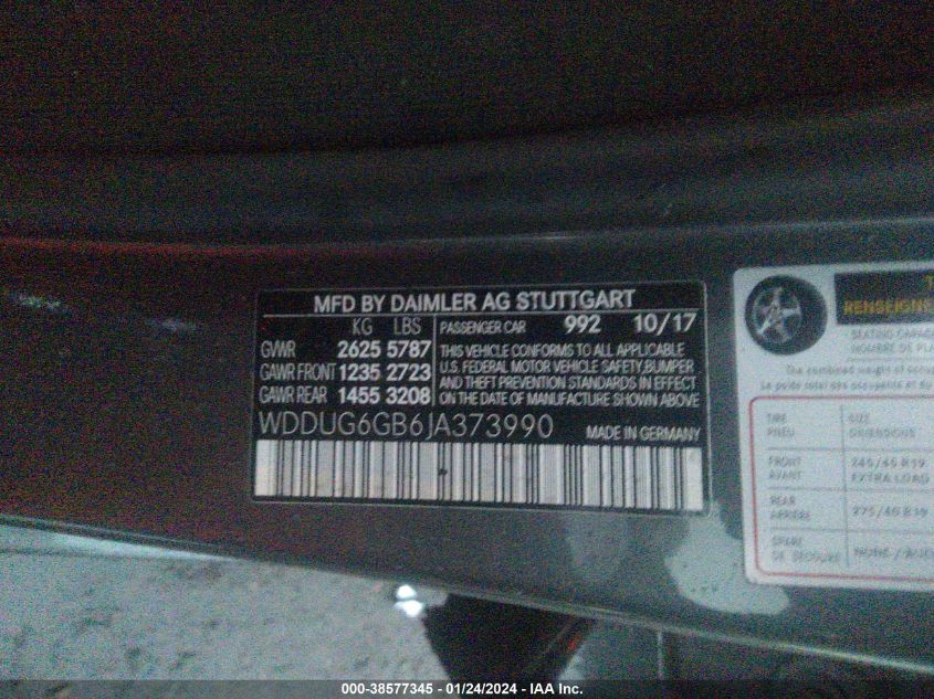 2018 MERCEDES-BENZ S 450 4MATIC WDDUG6GB6JA373990