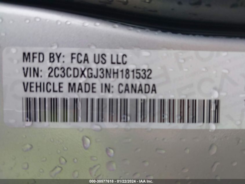2022 DODGE CHARGER SCAT PACK - 2C3CDXGJ3NH181532
