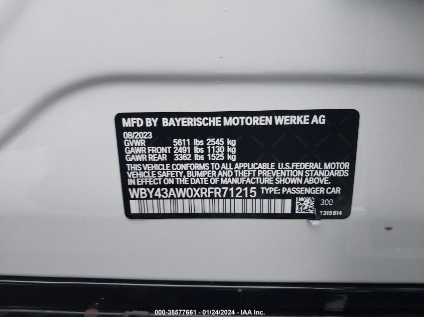 2024 BMW I4 EDRIVE35 - WBY43AW0XRFR71215