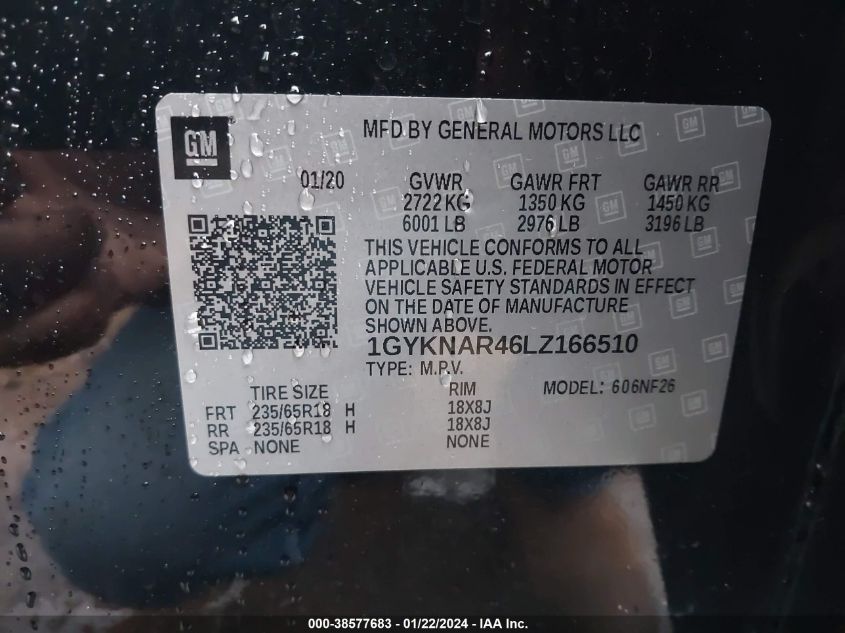 2020 CADILLAC XT5 LUXURY - 1GYKNAR46LZ166510