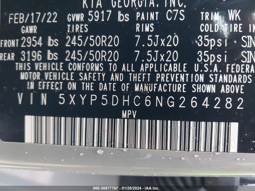 2022 KIA TELLURIDE SX - 5XYP5DHC6NG264282