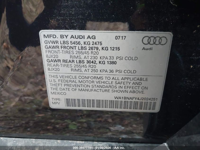 2018 AUDI Q5 PREMIUM PLUS - WA1BNAFY4J2024251