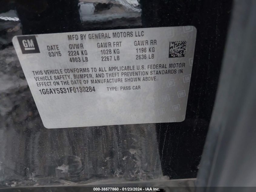 2015 CADILLAC CTS PERFORMANCE - 1G6AY5S31F0130284