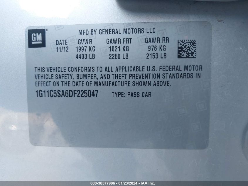 2013 CHEVROLET MALIBU 1LT - 1G11C5SA6DF225047