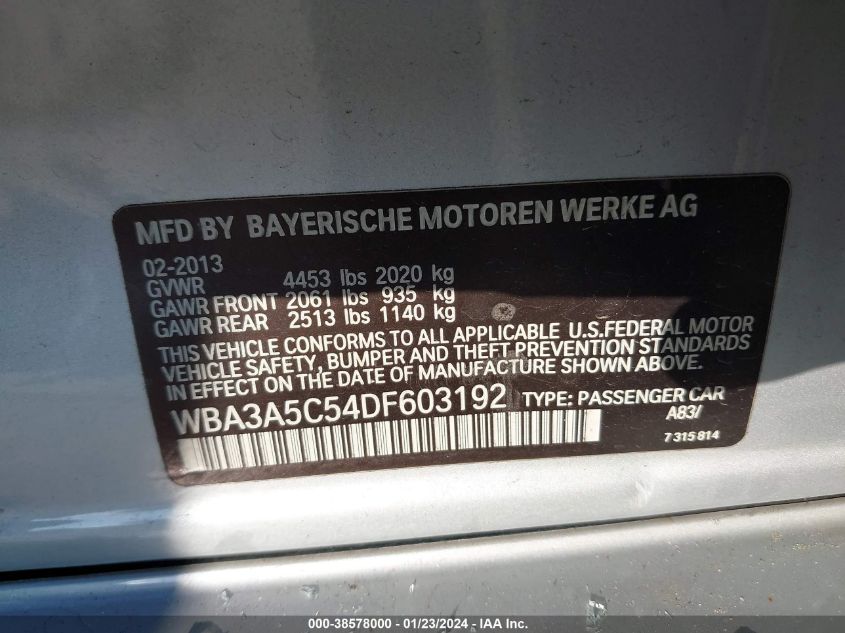 2013 BMW 328I - WBA3A5C54DF603192