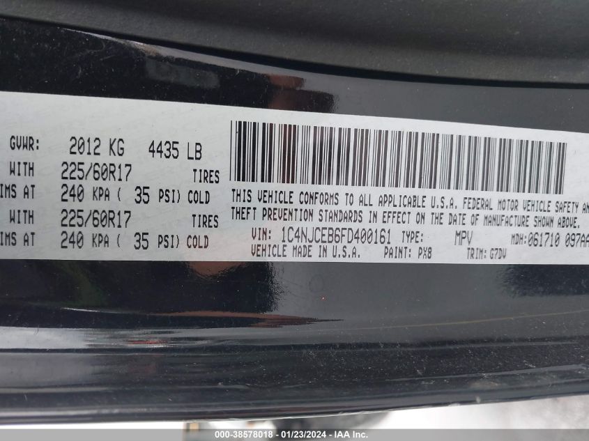 2015 JEEP COMPASS LATITUDE - 1C4NJCEB6FD400161
