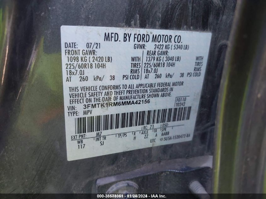 2021 FORD MUSTANG MACH-E SELECT - 3FMTK1RM6MMA42156
