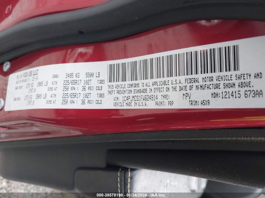 2015 JEEP CHEROKEE LATITUDE - 1C4PJMCS1FW624914