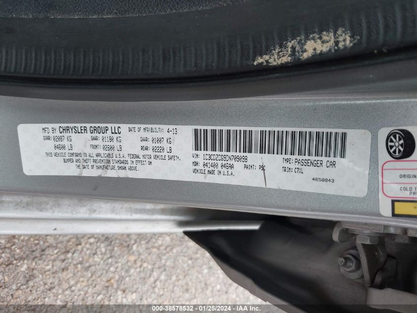 2013 DODGE AVENGER SXT - 1C3CDZCG9DN709098