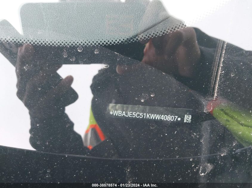 2019 BMW 540I WBAJE5C51KWW40807