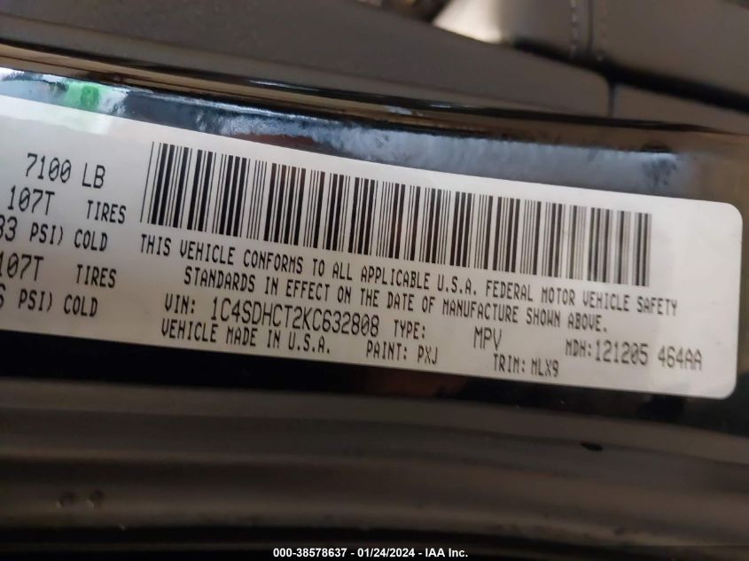 2019 DODGE DURANGO R/T - 1C4SDHCT2KC632808