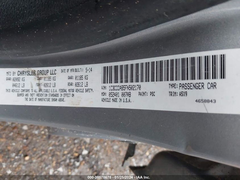 2015 CHRYSLER 200 LIMITED - 1C3CCCAB5FN502170