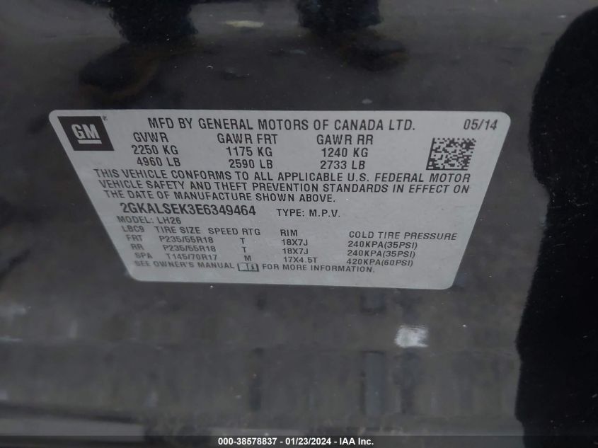 2014 GMC TERRAIN SLT-1 - 2GKALSEK3E6349464