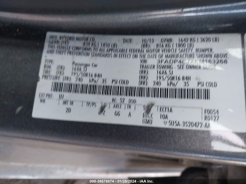 2014 FORD FIESTA SE - 3FADP4EJXEM163268