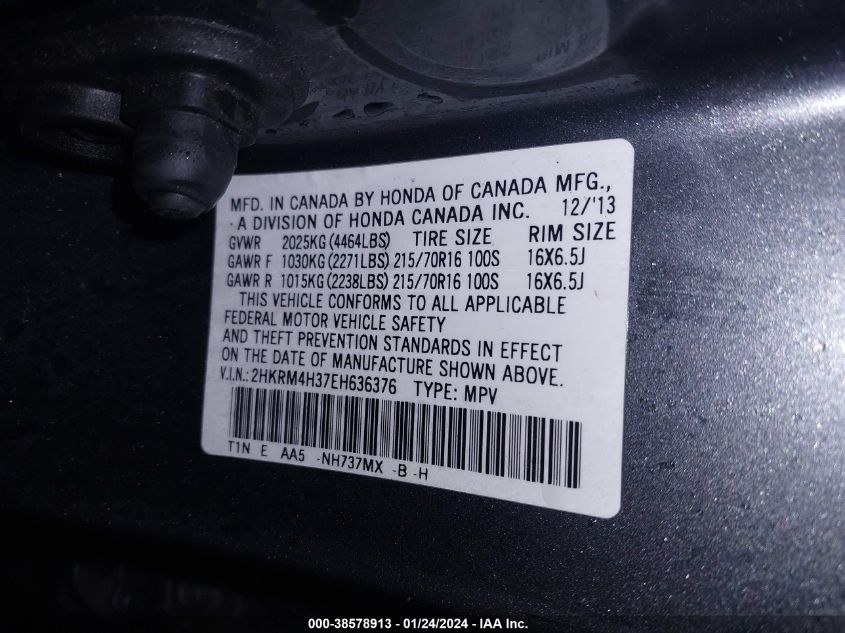 2014 HONDA CR-V LX - 2HKRM4H37EH636376