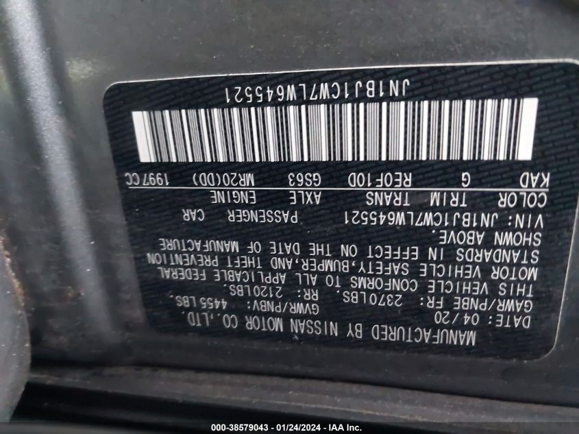 2020 NISSAN ROGUE SPORT SL AWD XTRONIC CVT - JN1BJ1CW7LW645521