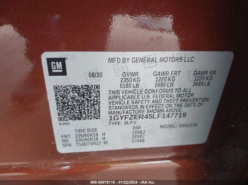 2020 CADILLAC XT4 SPORT - 1GYFZER45LF147719
