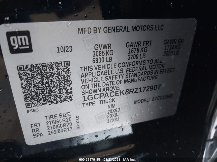 2024 CHEVROLET SILVERADO 1500 2WD  SHORT BED LT - 1GCPACEK8RZ172907