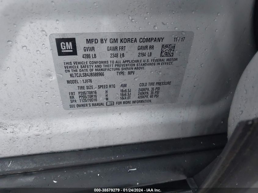 2018 CHEVROLET TRAX 1LT - KL7CJLSB4JB588966