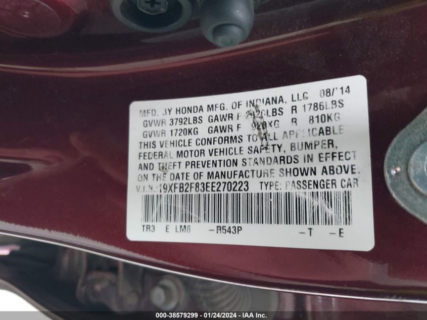 2014 HONDA CIVIC EX - 19XFB2F83EE270223