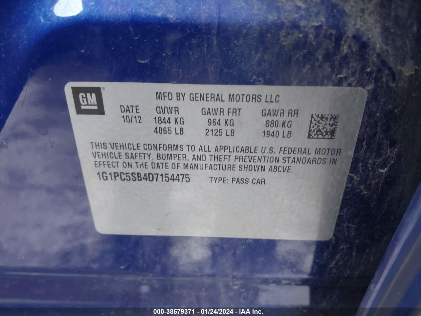 2013 CHEVROLET CRUZE LT - 1G1PC5SB4D7154475