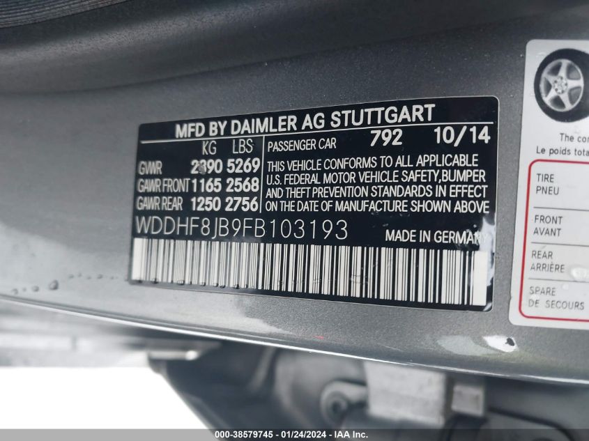 2015 MERCEDES-BENZ E 350 350 4MATIC - WDDHF8JB9FB103193
