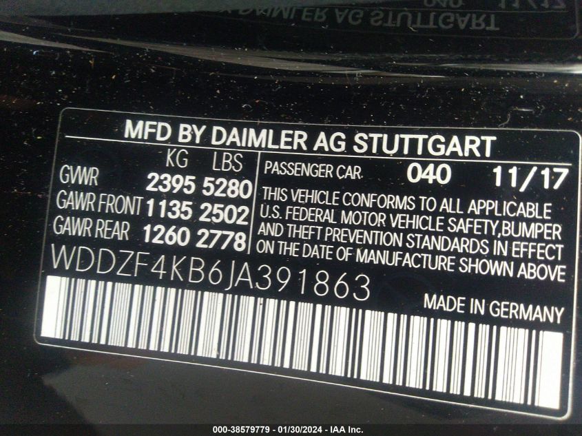 2018 MERCEDES-BENZ E 300 300 4MATIC WDDZF4KB6JA391863