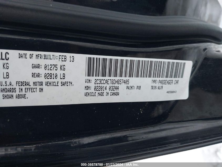 2013 CHRYSLER 300C - 2C3CCAET6DH657405