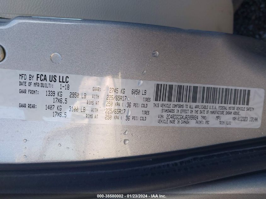 2018 DODGE GRAND CARAVAN SXT - 2C4RDGCGXJR209024