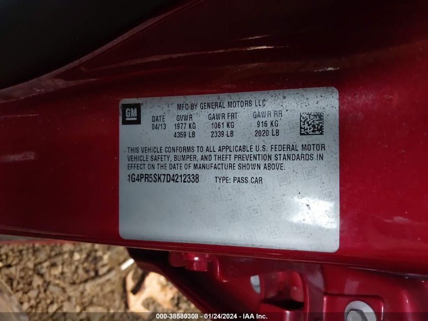 2013 BUICK VERANO CONVENIENCE GROUP - 1G4PR5SK7D4212338