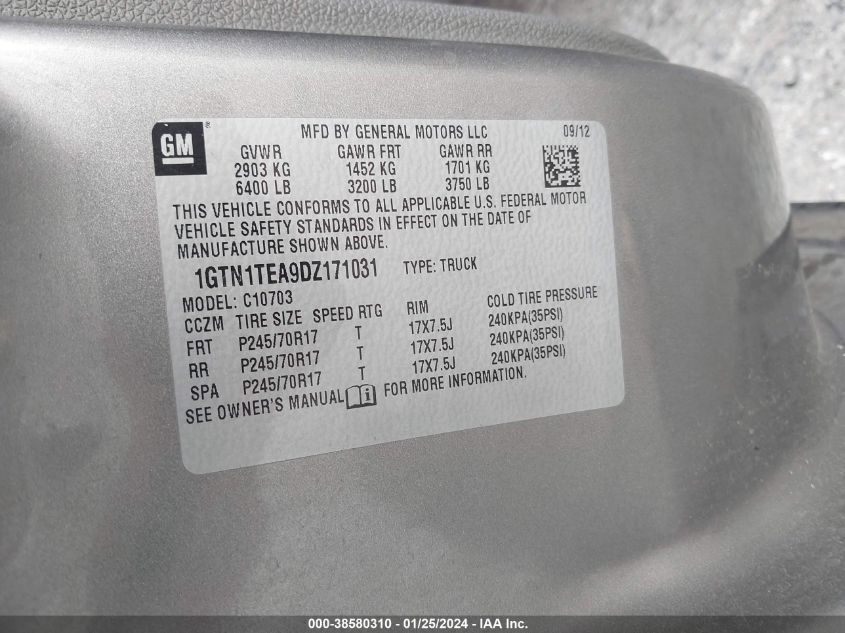 2013 GMC SIERRA 1500 WORK TRUCK - 1GTN1TEA9DZ171031