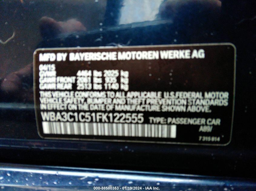 2015 BMW 328 I SULEV - WBA3C1C51FK122555