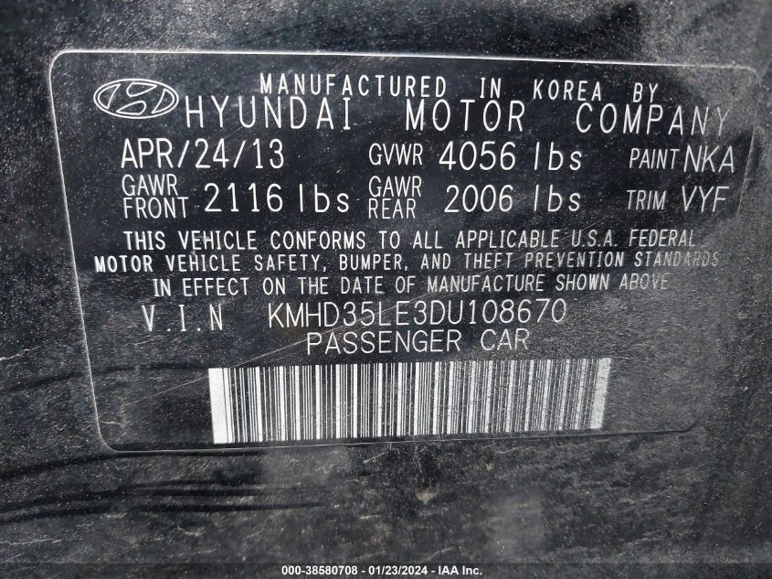 2013 HYUNDAI ELANTRA GT - KMHD35LE3DU108670