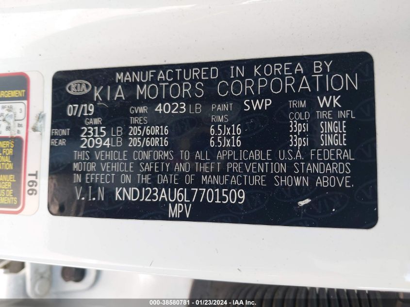 2020 KIA SOUL LX - KNDJ23AU6L7701509