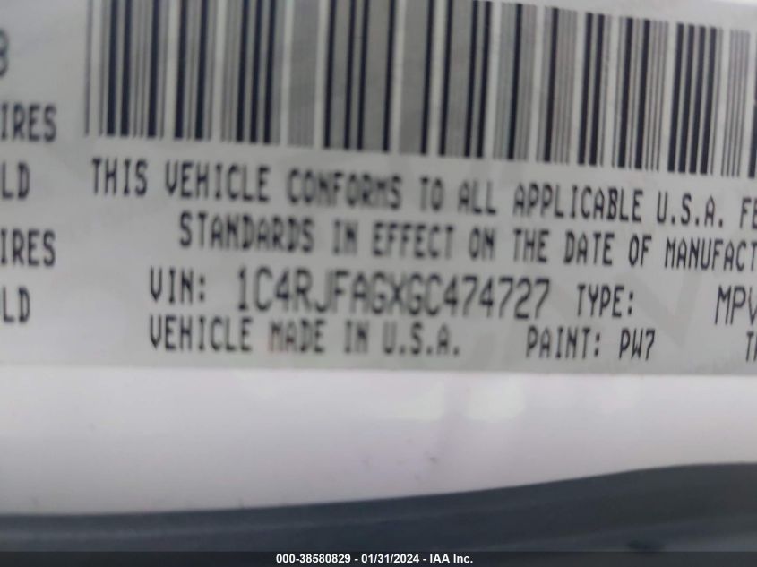 2016 JEEP GRAND CHEROKEE LAREDO - 1C4RJFAGXGC474727