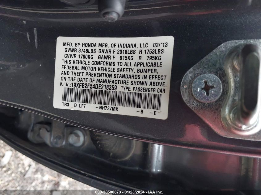 2013 HONDA CIVIC LX - 19XFB2F54DE218359