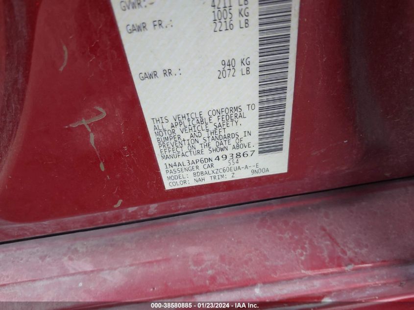 2013 NISSAN ALTIMA 2.5/S/SV/SL - 1N4AL3AP6DN493867