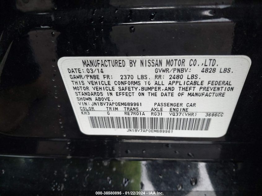 2014 INFINITI Q50 SPORT - JN1BV7AP0EM689961